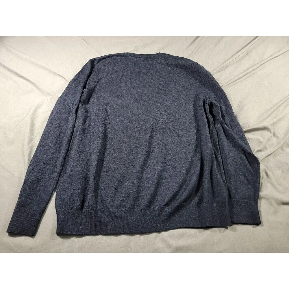 Banana Republic Argyle Merino Wool Sweater Men's XL‎ Blue V Neck Pullover